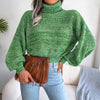 Turtle Neck Lantern Sleeve Cropped Pullover Sweater MEWOW DAILY