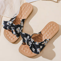 Fabric Bowtie One-band Flat Slippers (Daisy Flowers) MEWOW#OOTD