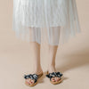 Fabric Bowtie One-band Flat Slippers (Daisy Flowers) MEWOW#OOTD