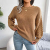 Crew Neck Lantern Sleeve Patchwork Pullover Sweater MEWOW DAILY