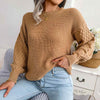 Crew Neck Lantern Sleeve Patchwork Pullover Sweater MEWOW DAILY