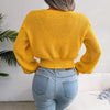 Crew Neck Pullover Cropped Cable Knit Sweater MEWOW DAILY