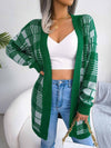 Open Front Mid Long Plaid Cardigan with Waist Strap MEWOW DAILY