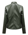 Slim Fit Stand Collar PU Leather Moto Jacket MEWOW DAILY