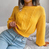 Crew Neck Pullover Cropped Cable Knit Sweater MEWOW DAILY