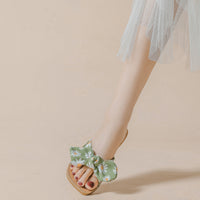 Fabric Bowtie One-band Flat Slippers (Daisy Flowers) MEWOW#OOTD