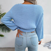 Crew Neck Pullover Cropped Cable Knit Sweater MEWOW DAILY