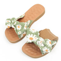 Fabric Bowtie One-band Flat Slippers (Daisy Flowers) MEWOW#OOTD