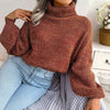 Turtle Neck Lantern Sleeve Cropped Pullover Sweater MEWOW DAILY