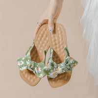 Fabric Bowtie One-band Flat Slippers (Daisy Flowers) MEWOW#OOTD