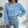 Crew Neck Pullover Cropped Cable Knit Sweater MEWOW DAILY