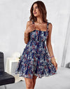 Mid Thigh Length Boho Floral Ruffles Combo Spaghetti Strap Dress MEWOW DAILY