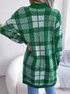 Open Front Mid Long Plaid Cardigan with Waist Strap MEWOW DAILY