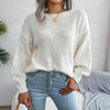 Crew Neck Lantern Sleeve Patchwork Pullover Sweater MEWOW DAILY