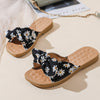 Fabric Bowtie One-band Flat Slippers (Daisy Flowers) MEWOW#OOTD