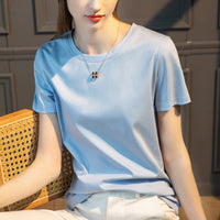 Summer Daily Basic Tee , Mercerized Cotton with Silk / O-Neck MEWOW#OOTD