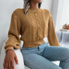 Crew Neck Pullover Cropped Cable Knit Sweater MEWOW DAILY