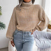 Turtle Neck Lantern Sleeve Cropped Pullover Sweater MEWOW DAILY