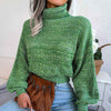 Turtle Neck Lantern Sleeve Cropped Pullover Sweater MEWOW DAILY