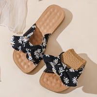 Fabric Bowtie One-band Flat Slippers (Daisy Flowers) MEWOW#OOTD