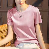 Summer Daily Basic Tee , Mercerized Cotton with Silk / O-Neck MEWOW#OOTD